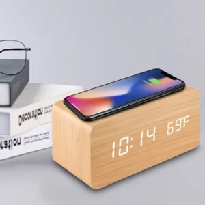 Wooden Alarm Clock Phone Charger