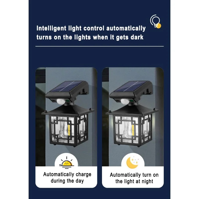 Retro Solar Wall Lamp – IP65 Waterproof Outdoor Light with Motion Sensor 4 Retro Solar Wall Lamp – IP65 Waterproof Outdoor Light with Motion Sensor - Image 4