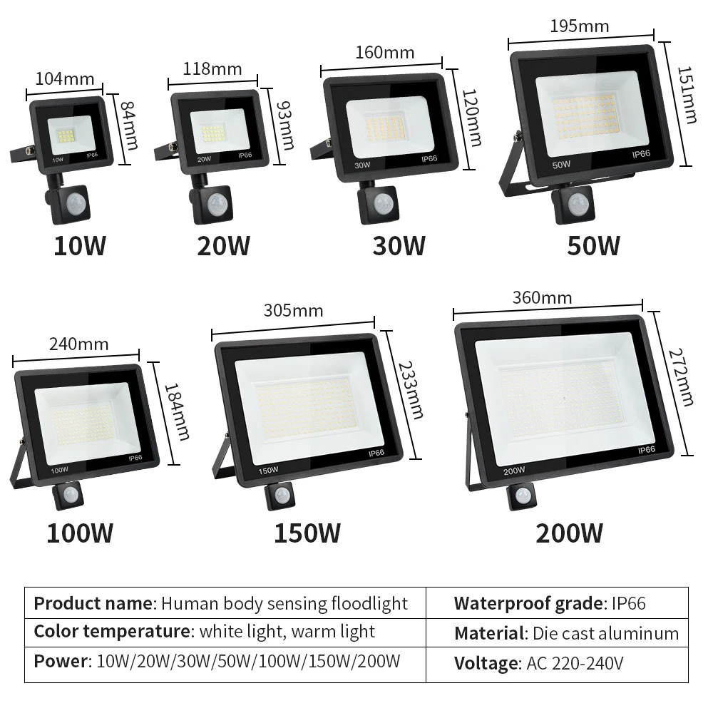200W LED Floodlight with PIR Motion Sensor 3 200W LED Floodlight with PIR Motion Sensor - Image 3