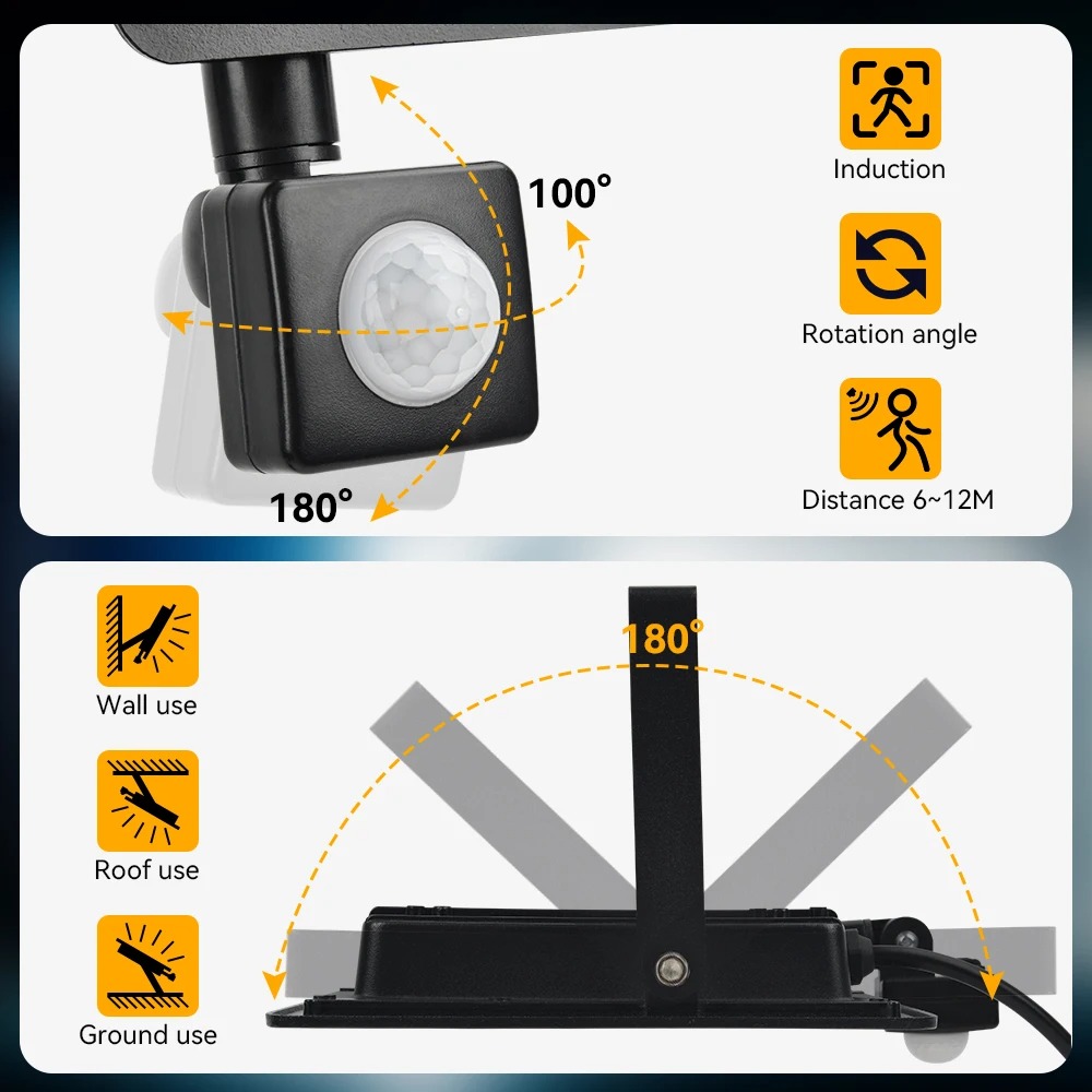 200W LED Floodlight with PIR Motion Sensor 4 200W LED Floodlight with PIR Motion Sensor - Image 4