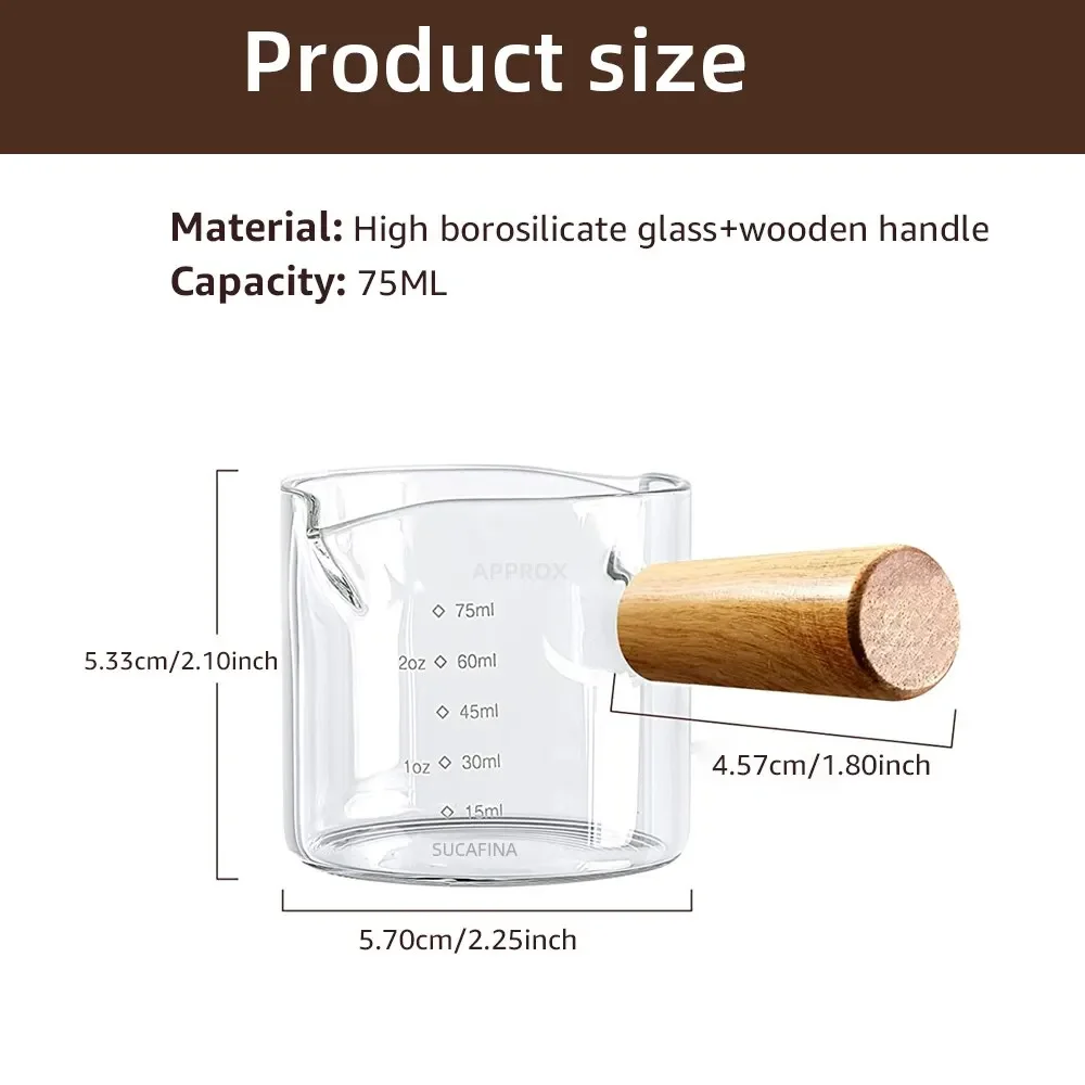 Glass Espresso Measuring Cup with Wooden Handle 5 Glass Espresso Measuring Cup with Wooden Handle - Image 5
