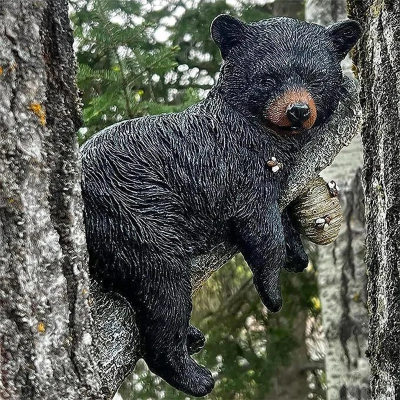 Resin Black Bear Cub Garden Tree Ornament 1 Resin Black Bear Cub Garden Tree Ornament