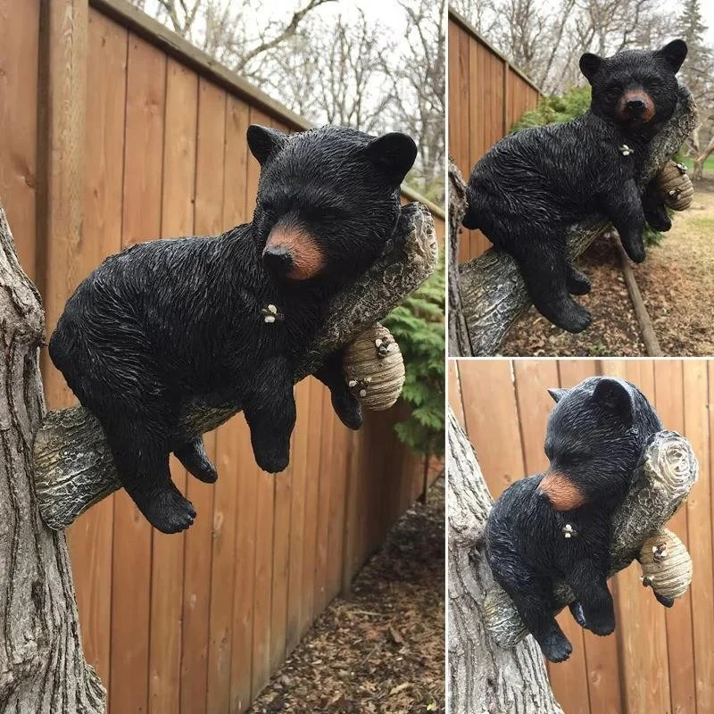 Resin Black Bear Cub Garden Tree Ornament 4 Resin Black Bear Cub Garden Tree Ornament - Image 4